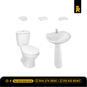 Combo laguna 100 blanco con pedestal corona