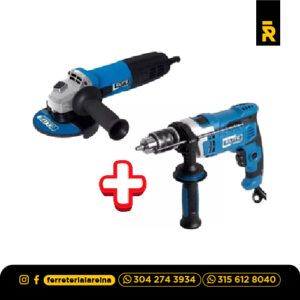 Combo taladro ½ 850W ID850 + pulid industrial 41/2 AG1141 820W Elite